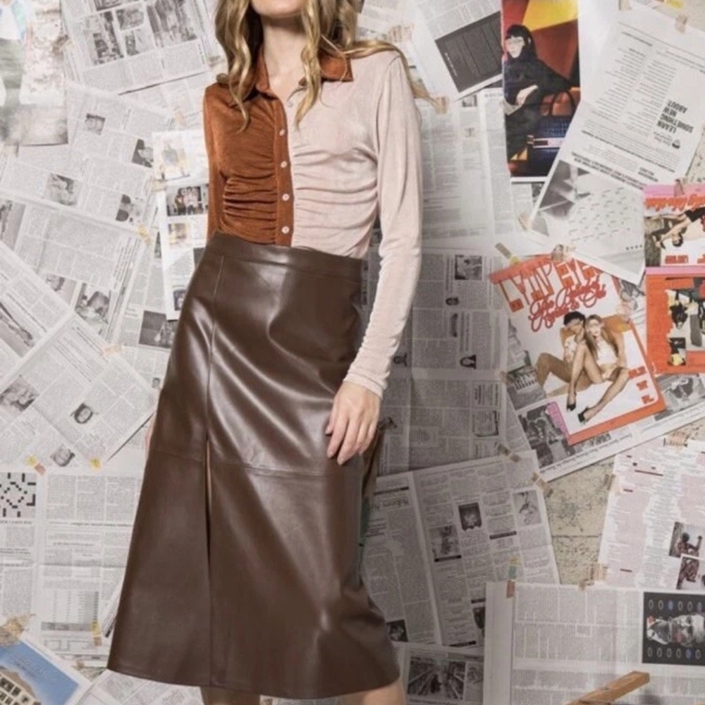 NWT Large Chic Brown Aaron & Amber A-Line Skirt